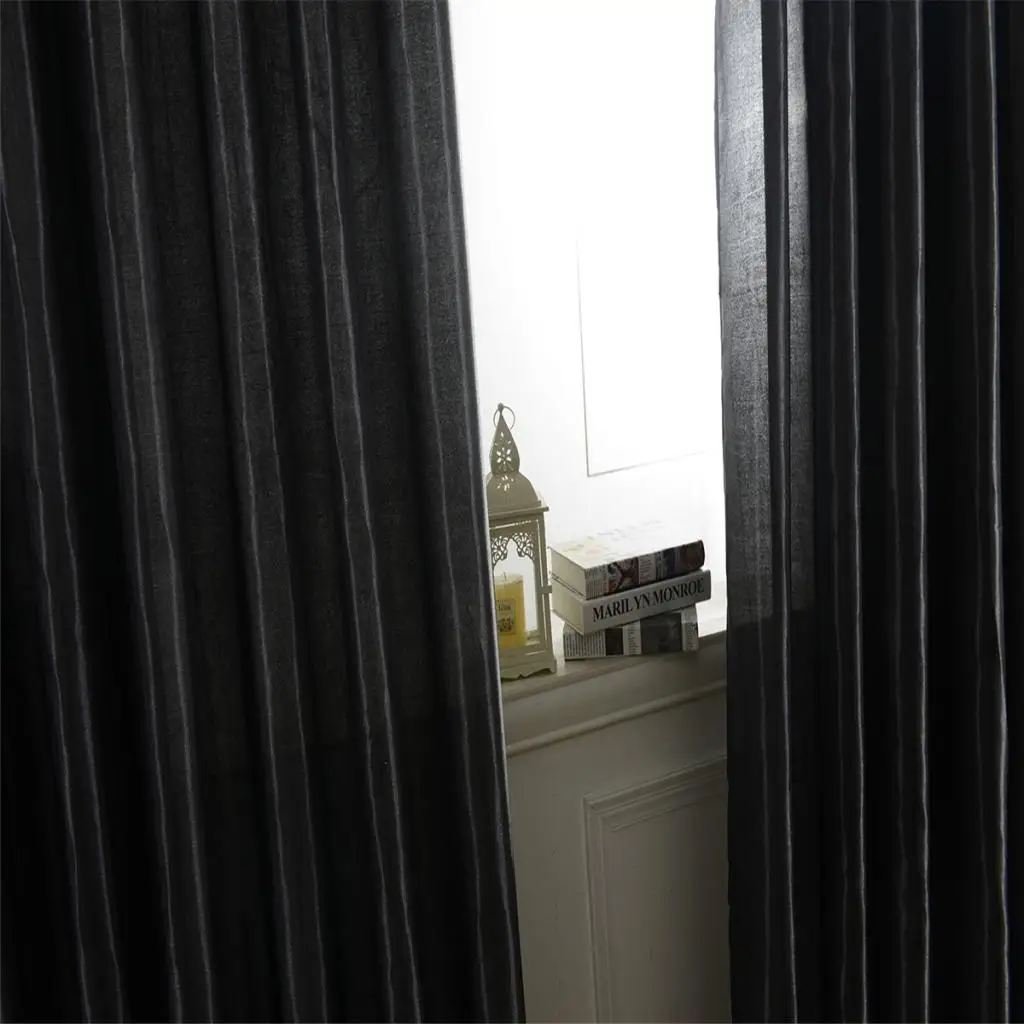 1pc Blackout Window Curtains Rod Pocket Satin Window Curtains Blackout Shade Curtains for Home Living Room Bedroom Hotel - Black
