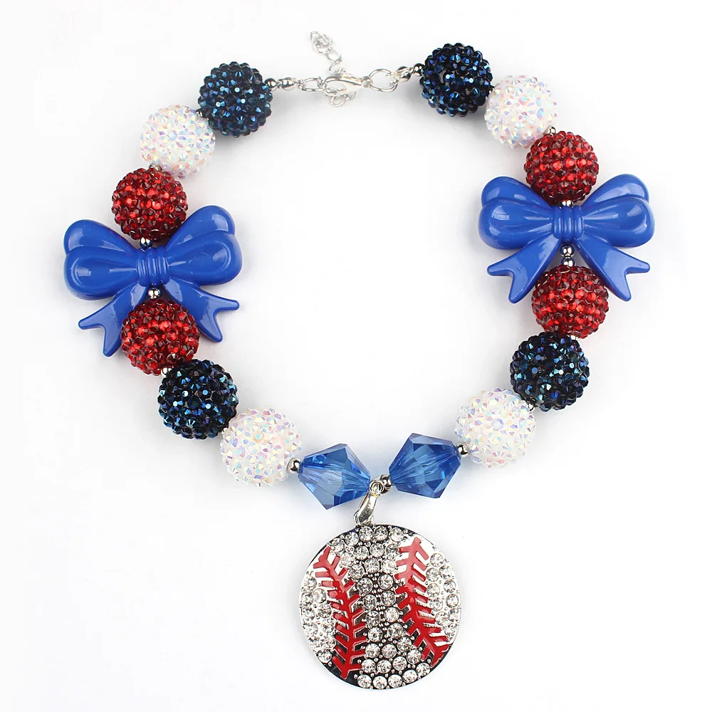 Novelty Item Alloy Baseball Pendant Kids Pupil Necklace Girls Cute