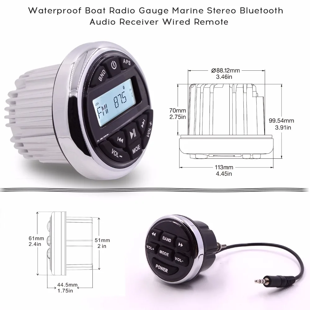 Морской Стерео радиоприемник Bluetooth аудио FM AM цифровой медиаприемник MP3 плеер +