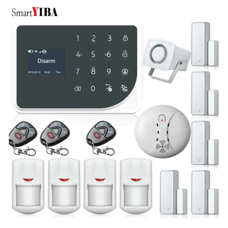 

SmartYIBA Wireless WIFI GSM Home Burglar Alarm Touch Keypad WIFI Alarm System Smoke Fire Sensor Russian Spanish Nederland Voice