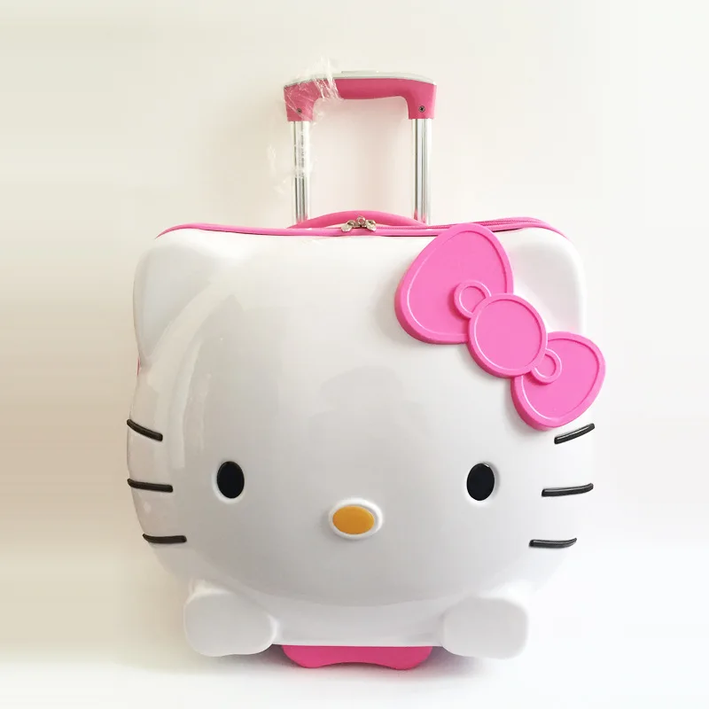 Стиль принцессы hello kitty, 19 дюймов, милый кот, детский багажный чехол на колесиках, 3d чехол для студенческого костюма, мультяшный дорожный прицеп для женщин и девочек - Цвет: pink