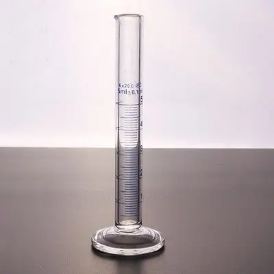 Градиентный лабораторный стеклянный цилиндр 25 мл с носиком|25ml graduated cylinder|glass