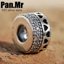 

new! Perfectly carved charm S925 sterling silver heart-shaped CZ charm beads fit pandoras ladies jewelry DIY