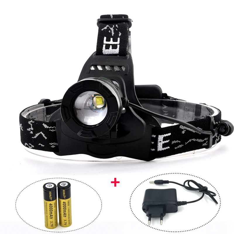 

2000LM T6 LED Zoomable Headlamp Waterproof 3 Mode Headlight for Outdoor Camping Fishing with Charger and 2* 18650 Batteries