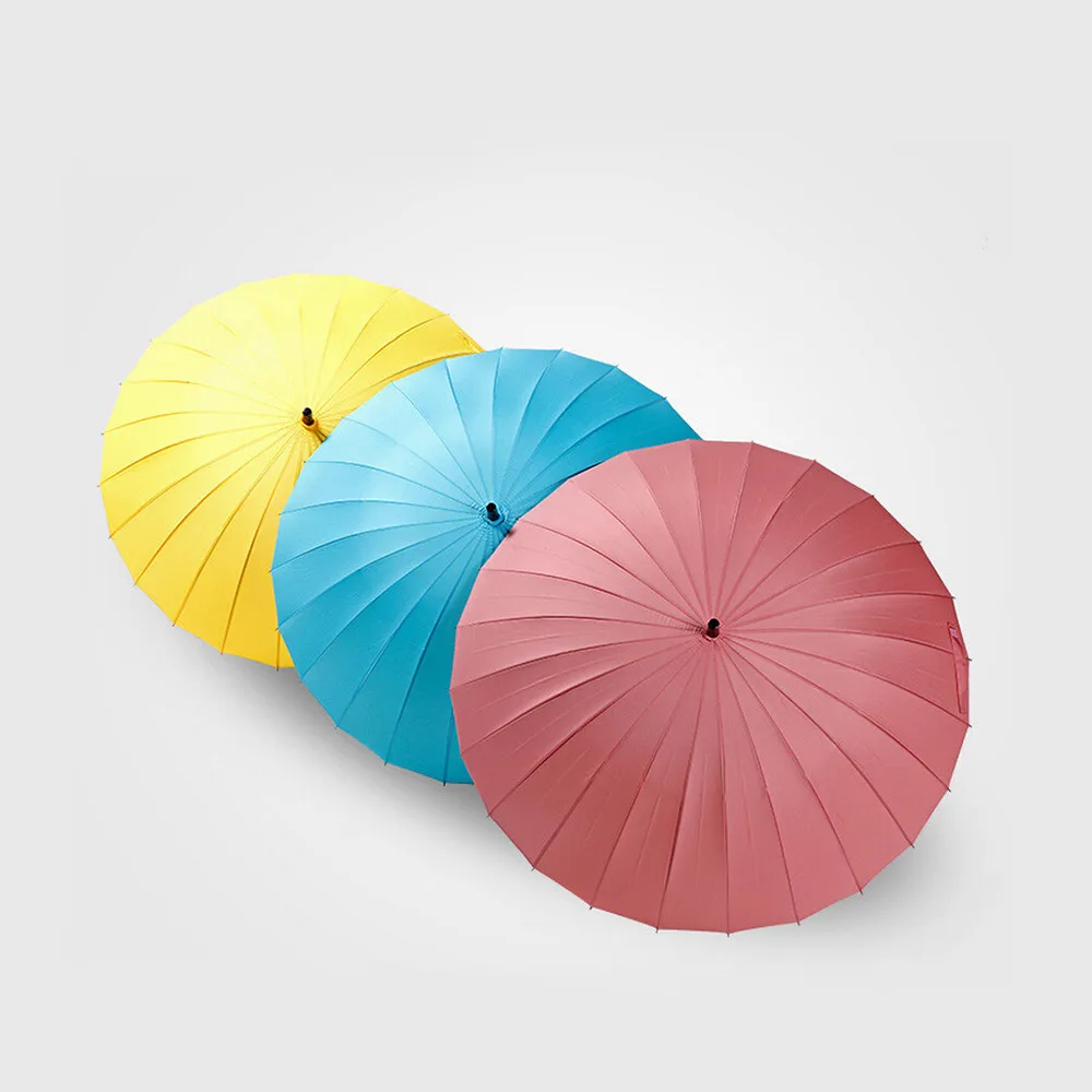 Ручной открытый и закрытый зонтик длинный зонтик с 24 ребрами, прочный и достаточно прочный