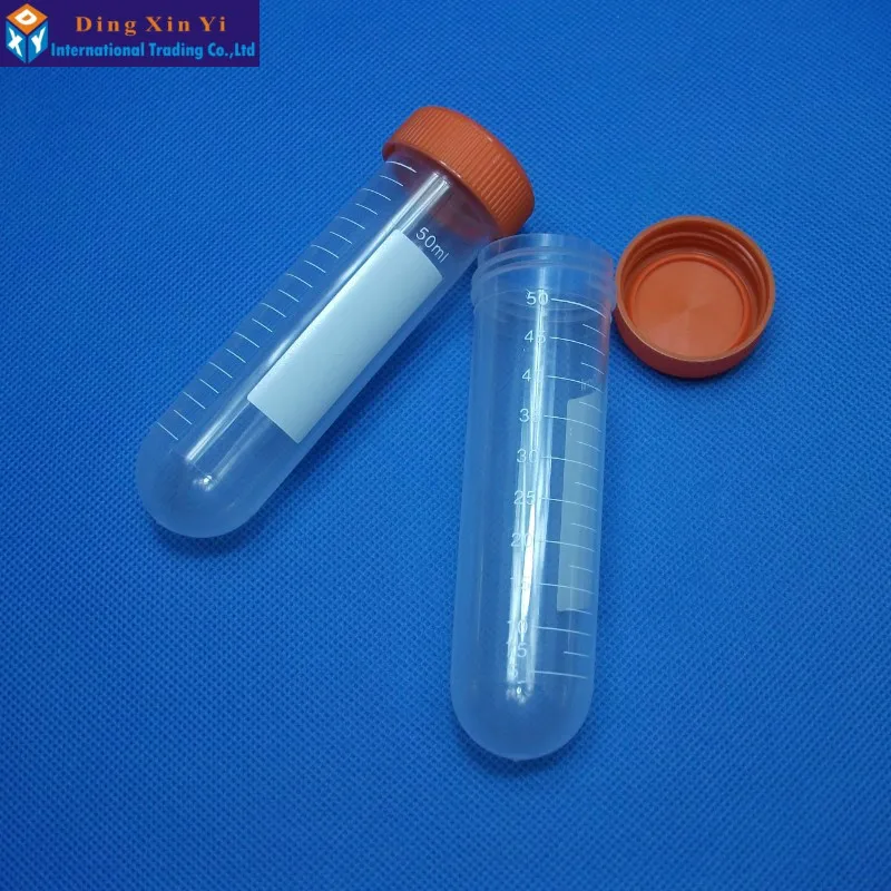 50ML 50PCS/LOT Microcentrifuge Centrifuge Tubes with screw cap Plastic round-bottom centrifuge tube 105*28.5mm(Length*Diameter)