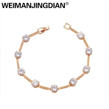 Бренд WEIMANJINGDIAN Круглый Кубический Цирконий CZ Кристалл розовое золото/Родий Серебро Цвет браслеты для женщин или Свадебные невесты