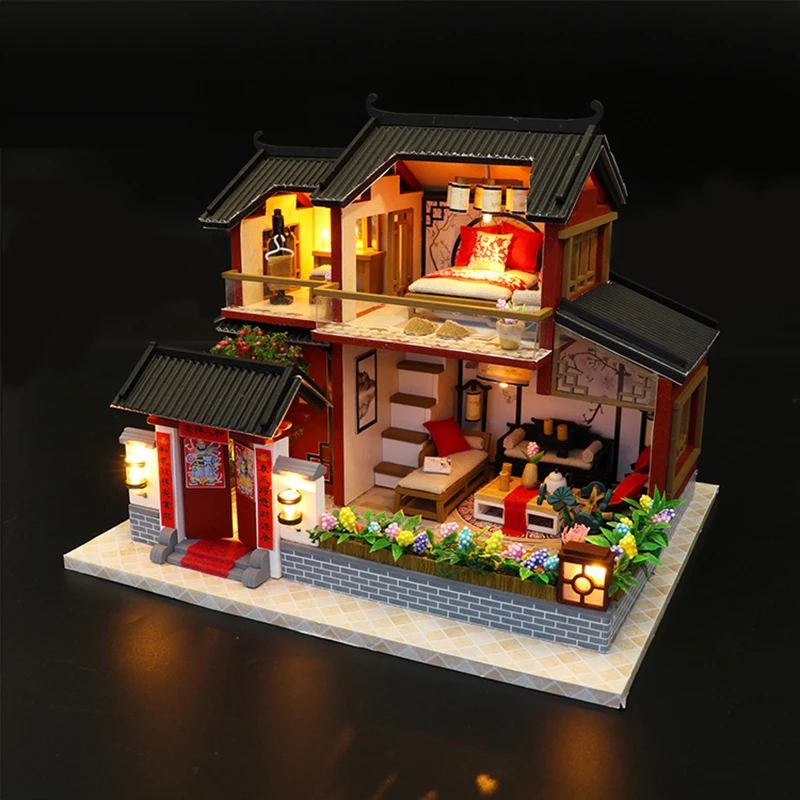Wooden DIY Doll House Miniature Puzzle Assemble 3d Miniaturas Dollhouse Kits Toys For Children Gift Auspicious Sign Loft Wooden DIY Doll House Miniature Puzzle Assemble 3d Miniaturas Dollhouse Kits Toys For Children Gift Auspicious Sign Loft