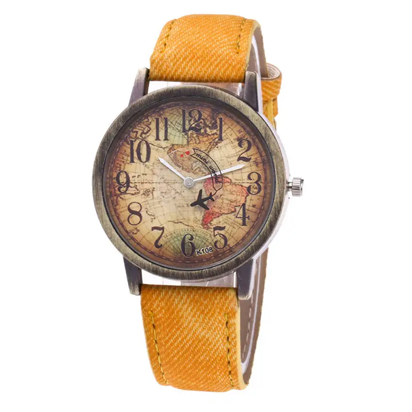 Высококачественные женские модные повседневные часы с картой мира, дизайнерские женские кварцевые часы, аналоговые кожаные женские часы в подарок, женские часы# D