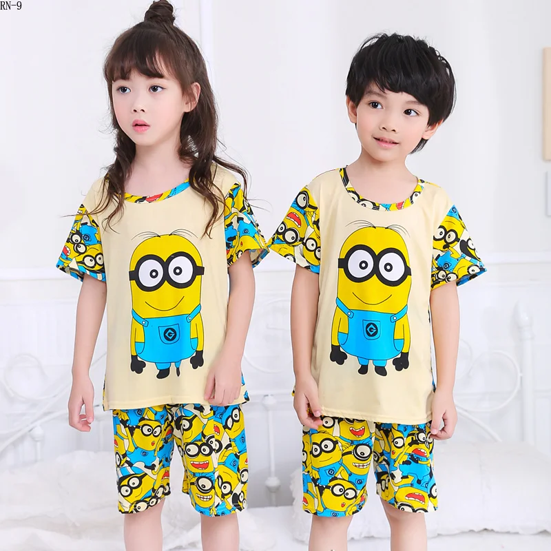 

2019New Pajamas Suit for Children Short Sleeve Kids Pajamas Cartoon Girls Cute Sleepwear Boys Baby Nightwear Kids Loungewear Set