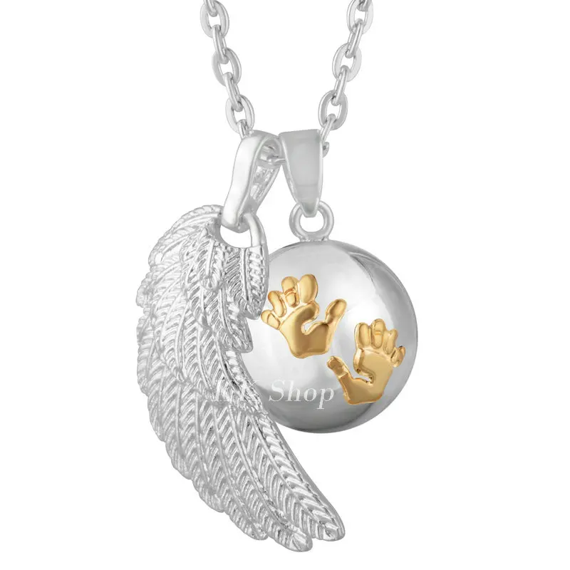 FN14 Fashion Pregnancy Jewelry Silver Gold Chime Bola With angel wing pendant Angel Caller Necklace Fashion Jewelry