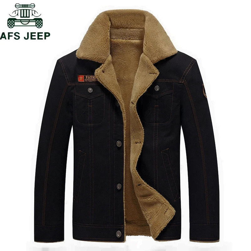 Günstig AFS JEEP Herren Winter Military Bomber Jacken Plus Größe M 6XL Dicke Fleece Armee Taktische Jacke Männer Pelz Kragen Chaqueta Hombre