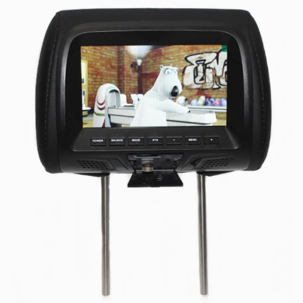 Универсальный 7 дюймов TFT светодиодный экран автомобиля MP5 плеер подголовник монитор Поддержка AV/USB/SD вход/FM/динамик/Автомобильная камера - Цвет: Black