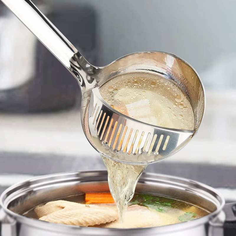 Creative Multifunctional Stainless Steel Kitchen Tools Mirror Polishing Removable Water Soup Ladles Colander Skimmer Utensils
