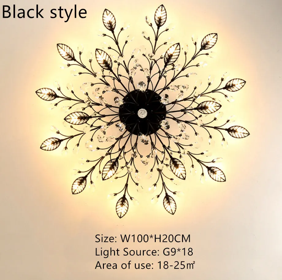 Современная кристальная лампа для потолка золотой черный светодиодный кристалл Потолочная люстра светильник для гостиной спальни Кухонные светильники - Цвет корпуса: Black 18 lights