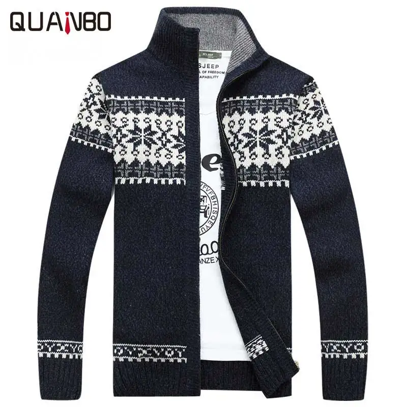 Plus size 3XL Men Cardigan 2017 New Winter Men's Casual Keep Warm Zipper Male Cardigan Stand
