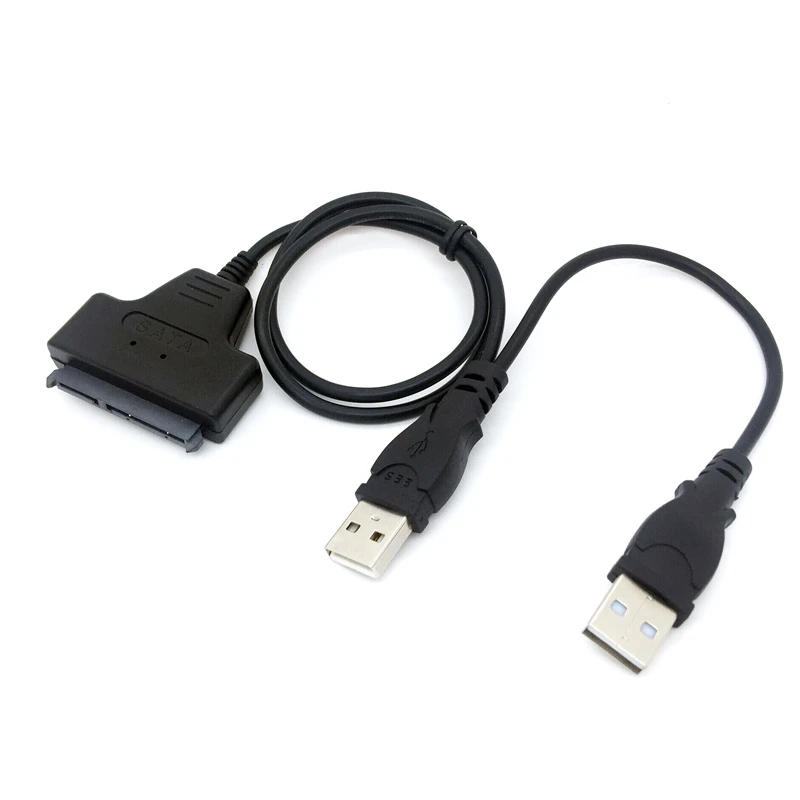 

USB2.0 to SATA 22PIN male with USB power cable for 2.5 inch SSD HDD hardisk drive cable 20cm black color