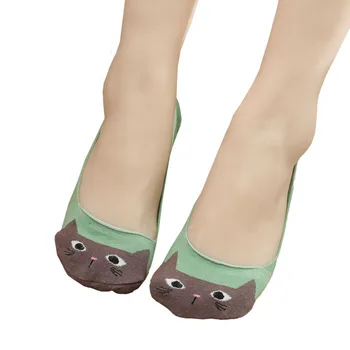 

(4 Pairs) High Quality Cotton Sock Slippers Anti-Slip Female Socks Summer Invisible Cat Pig Boat Socks Women Anti Slip Sock