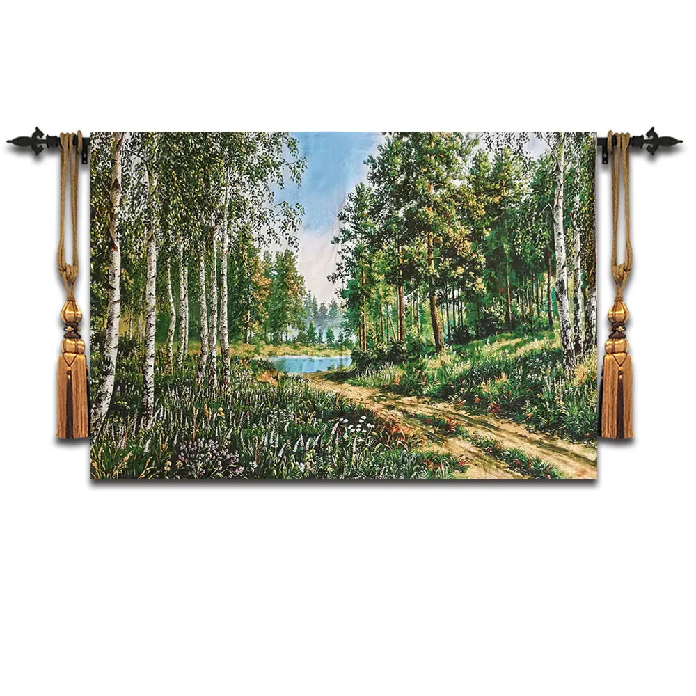 日本卸し売り コペルニクスジャカードタペストリー背景の壁の絵のリビングルームのソファ風景画 バーチ森 1x175cm 大阪直売 Ouderenvervoerharen Nl