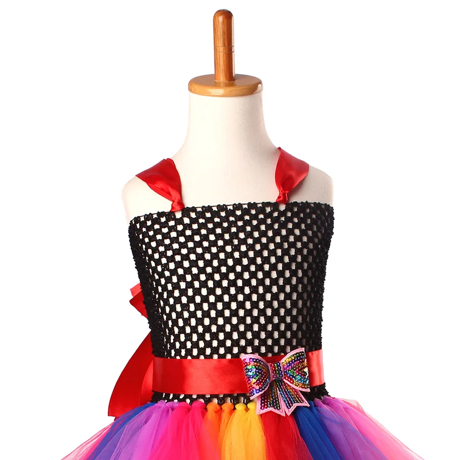 Bright Rainbow Princess Girls Tulle Tutu Dress for Birthday Wedding Dancing Party Ball Gown Kids Fluffy Dress with Rainbow Bow (4)