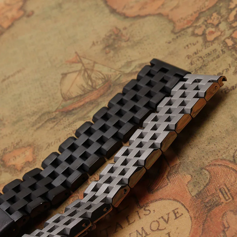 20mm 22mm 24mm 26mm plata sólida correa de reloj de acero inoxidable cierre plegable con enlace de seguridad para hombres y mujeres reloj de repuesto|folding clasp|watch band strapband strap - AliExpress