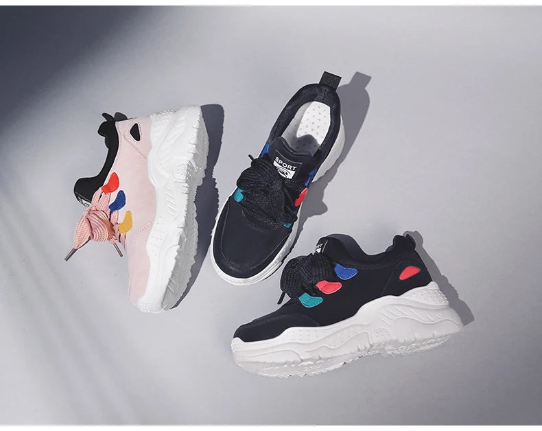 Women's Casual Shoes' Sneaker Dad Shoes Woman Sneakers Leather Black Lace-Up Flat Platform Sneakers Women Dad Shoes Big Size 8 (11)