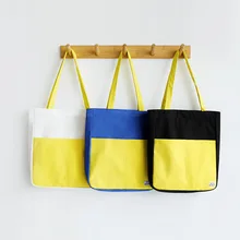 Хлопок Холст Желтый Цвет Соответствующие Экологичная для шоппинга с ручкой девушка сумка MX A-625