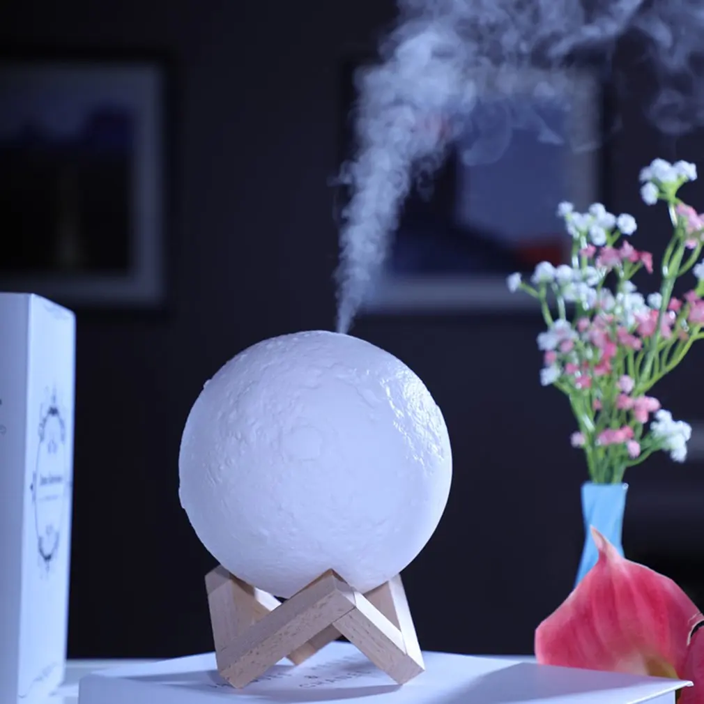 

2 in 1 3D USB Chargeable Large Capacity Artistic Lunar Moon Lamp Humidifier Night Light Home Decoration USB