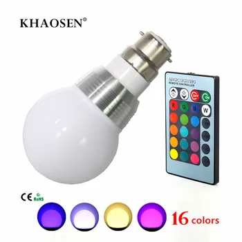 

3W Spotlight 16 Color Changing Light Candle Bulb B22 E27 E14 LED Bulb AC85-265V LED lamp IR Remote Controller For Disco DJ Party