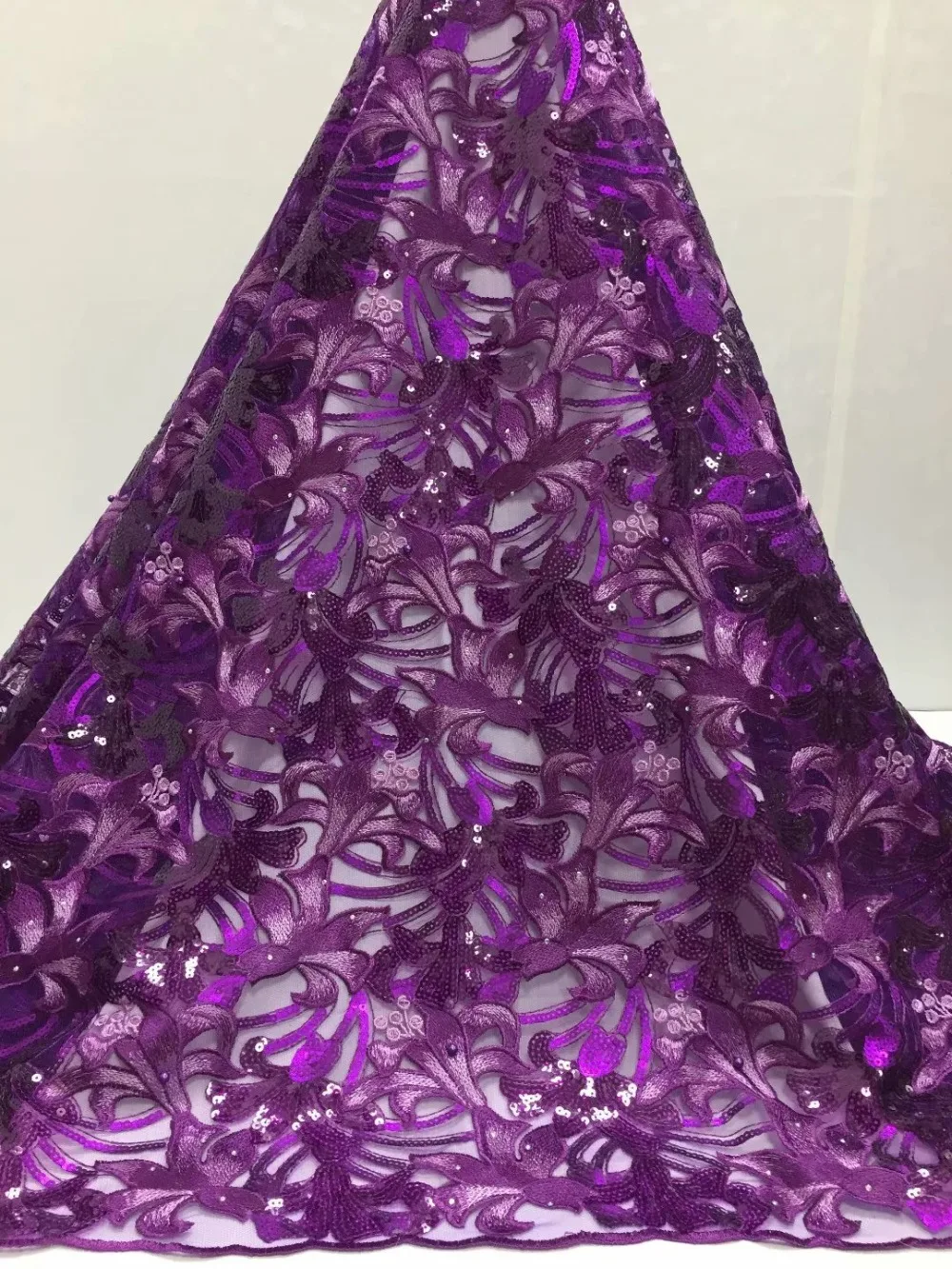 

2019 high quality french lace nigerian lace fabric for women dress african tulle lace with sequins 5yards YDMAY091