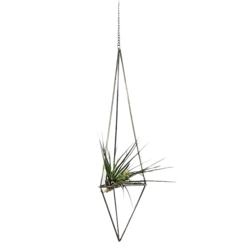 Настенная отдельно стоящая подвесная наклонная воздушная стойка для растений деревенская металлическая кованая Геометрическая воздушные растения держатель - Цвет: B