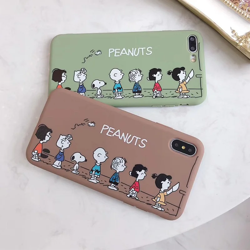

Cute Dog PEANUTS Cartoon Charlie Brown Soft Silicone case For iphone Xs MAX Xr X 6 6splus 8 7plus couple love candy soft cases