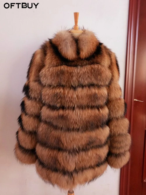 

OFTBUY 2019 Winter Jacket Women Natural Raccoon Fur Real Fur Coat Thick Warm Outerwear Streetwear Brand Luxury Parka Fashion New