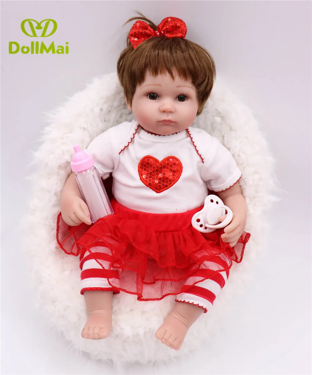 

16"40cm Reborn silicone bebe Alive vivid Baby girl adorable peach heart white skin real looking gift kid lovely doll present