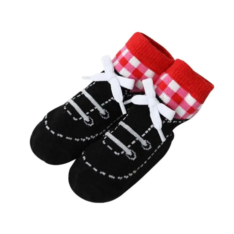 1 пара милых детских теплых нескользящих полосатых удобных мягких носков с рисунками животных для новорожденных мальчиков и девочек - Цвет: 1