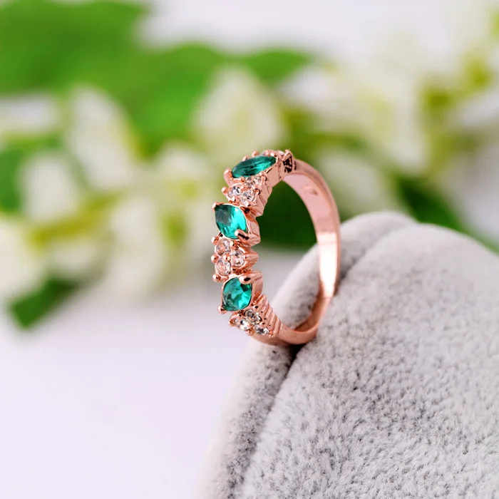 XX643 толстые Позолоченные позолоченные кольца Kalyptolith Green Стразы в коробке Модные