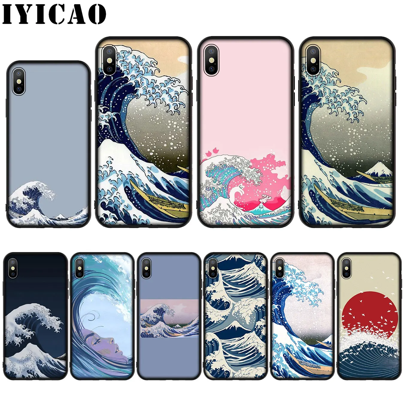 Мягкий силиконовый чехол IYICAO Wave Art Для iPhone XR X XS Max 8 7 6 S Plus 5 5S SE |