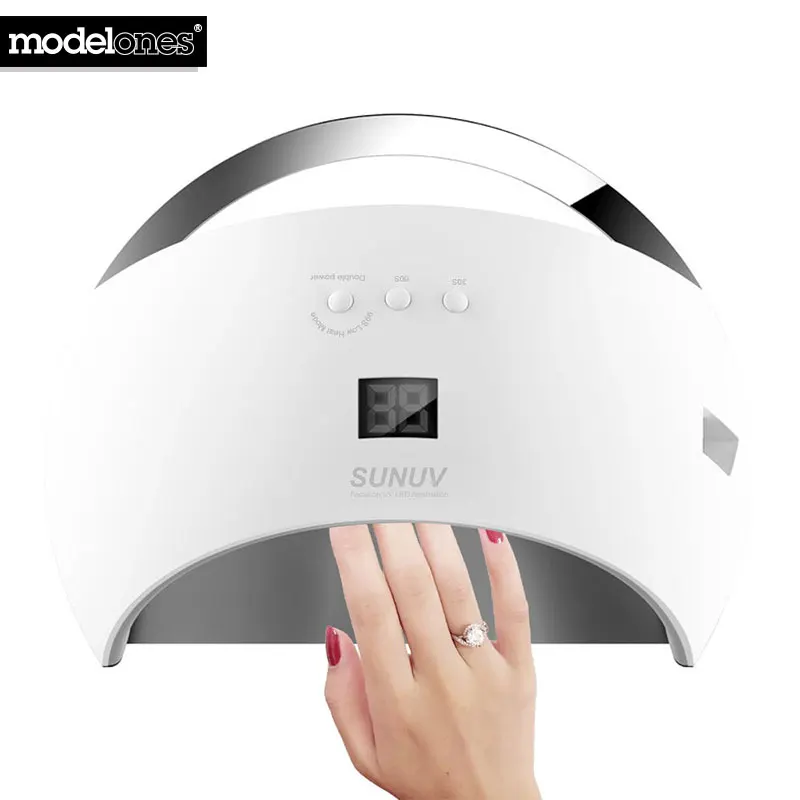 Modelones SUN6 48W UV LED Nail Lamp Smart Sensor Nail Dryer for Curing All Gels White