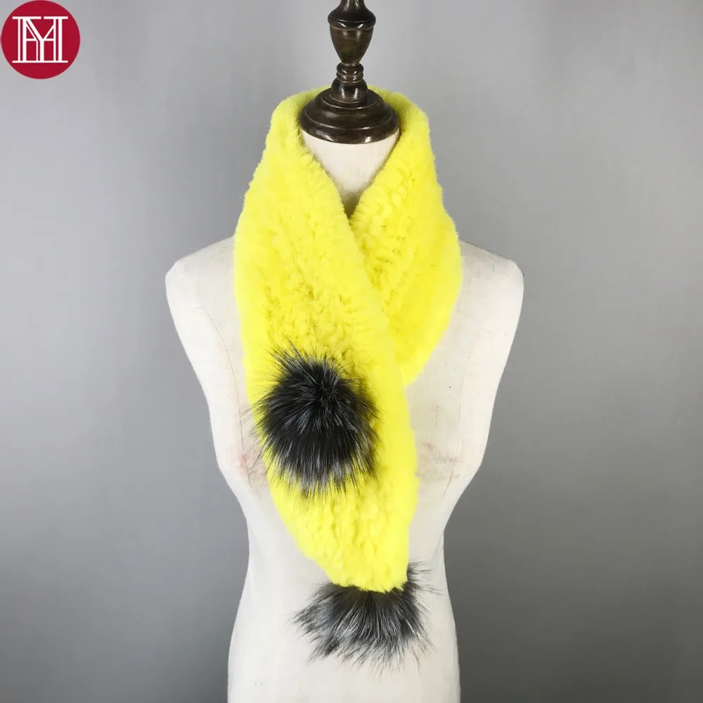 2021 New Women Real Rex Rabbit Fur Scarf 100 Rex Rabbit Fur Worm And
