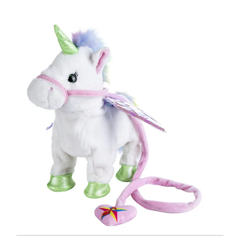 Волшебная электрическая ходячая плюшевая игрушка единорог чучело игрушка Электронная Музыка игрушечный Единорог для детей рождественские подарки - Цвет: White