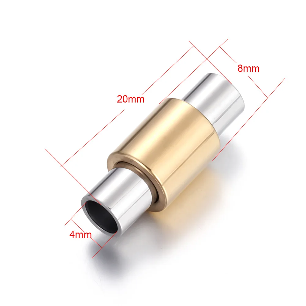 Нержавеющая сталь Магнитная застежка отверстие 4 мм 5 мм 6 мм зеркальная полировка кожаный шнур магнит застежками Браслет DIY материалы ювелирные делая - Цвет: Gold Hole 4mm