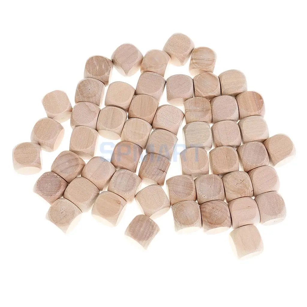 

50PCS Blank Wooden Dice 16mm for Baby Blocks Baby Shower DIY Crafts Carving