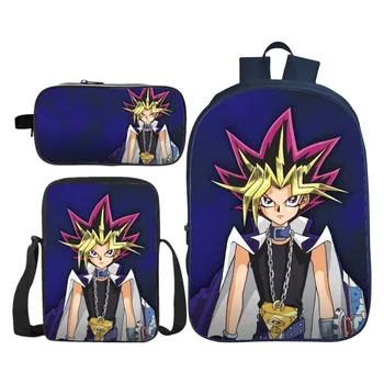

3Pcs/Set Printing 3D Yu-Gi-Oh Kids Shoulder Backpack for Children School Bags Duel Monsters Boys and Girls Bookbag Student Gift