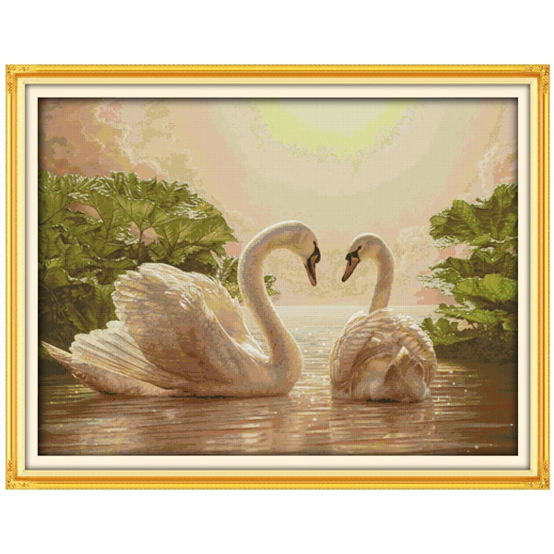 

Two swans (2) Patterns Counted Cross Stitch 11CT printed 14CT Cross Stitch Sets Animals Cross-Stitch Kits Embroidery Needlework
