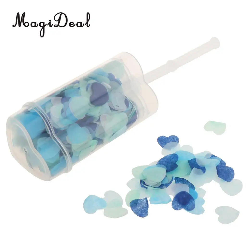 MagiDeal Bridesmaid Flower Girl Biodegradable Popper Pusher Heart Confetti Container Throwing Sprinkles Wedding Table Decor