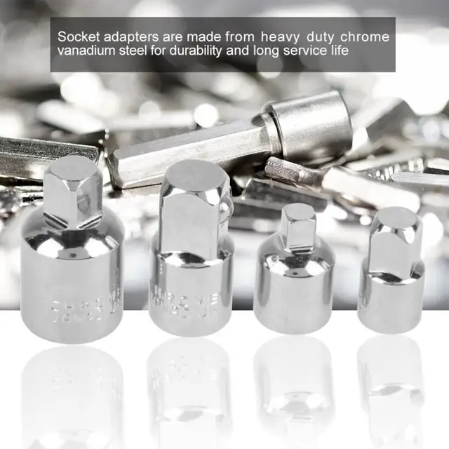 4Pcs Socket Adapter Reducers 1/2″ 3/8″ 1/4″ Wrench Adapter Chrome Vanadium Steel Silver Black Optional