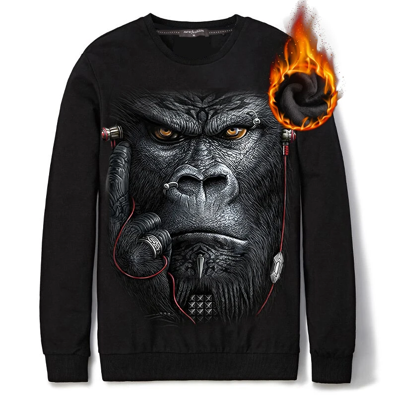 

Ape Pullover Fleece Hoodies for Men Animal Warm Winter Man Outerwear for Man Sweatshirt 2019 Hip Hop Mens Clothes RH1-12