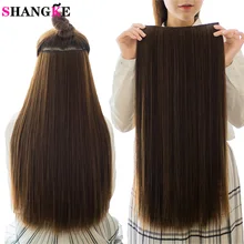 Shangke 5 clipes/peça natural sedoso extensão do cabelo reto 24