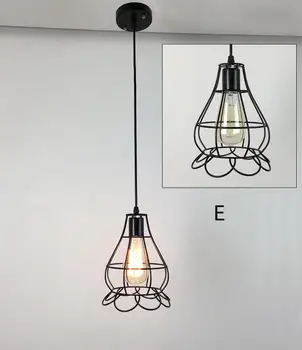 

black vintage industrial pendant light nordic retro lights iron lampshade loft edison lamp metal cage dining room Countryside