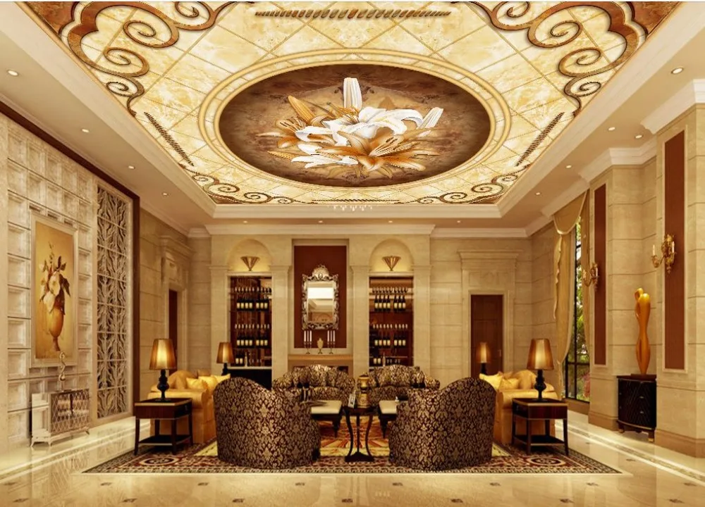 76 Zenith Home And Garden Decor Custom Any Size Fruit Super Clear Home Decoration Sky Ceiling Wallpaper European Style Garden Flower Zenith Murals In Wallpapers From